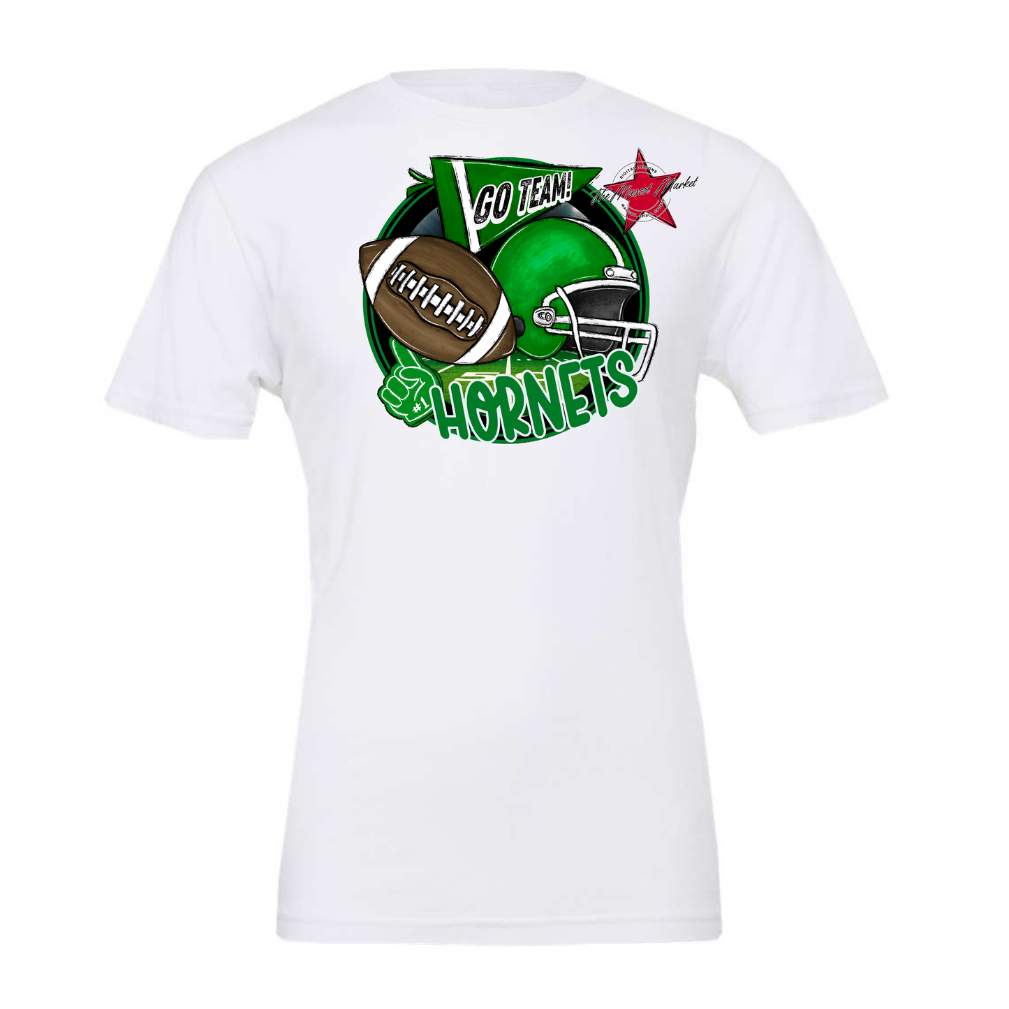 Hornets Circle Football Design-Bright Green