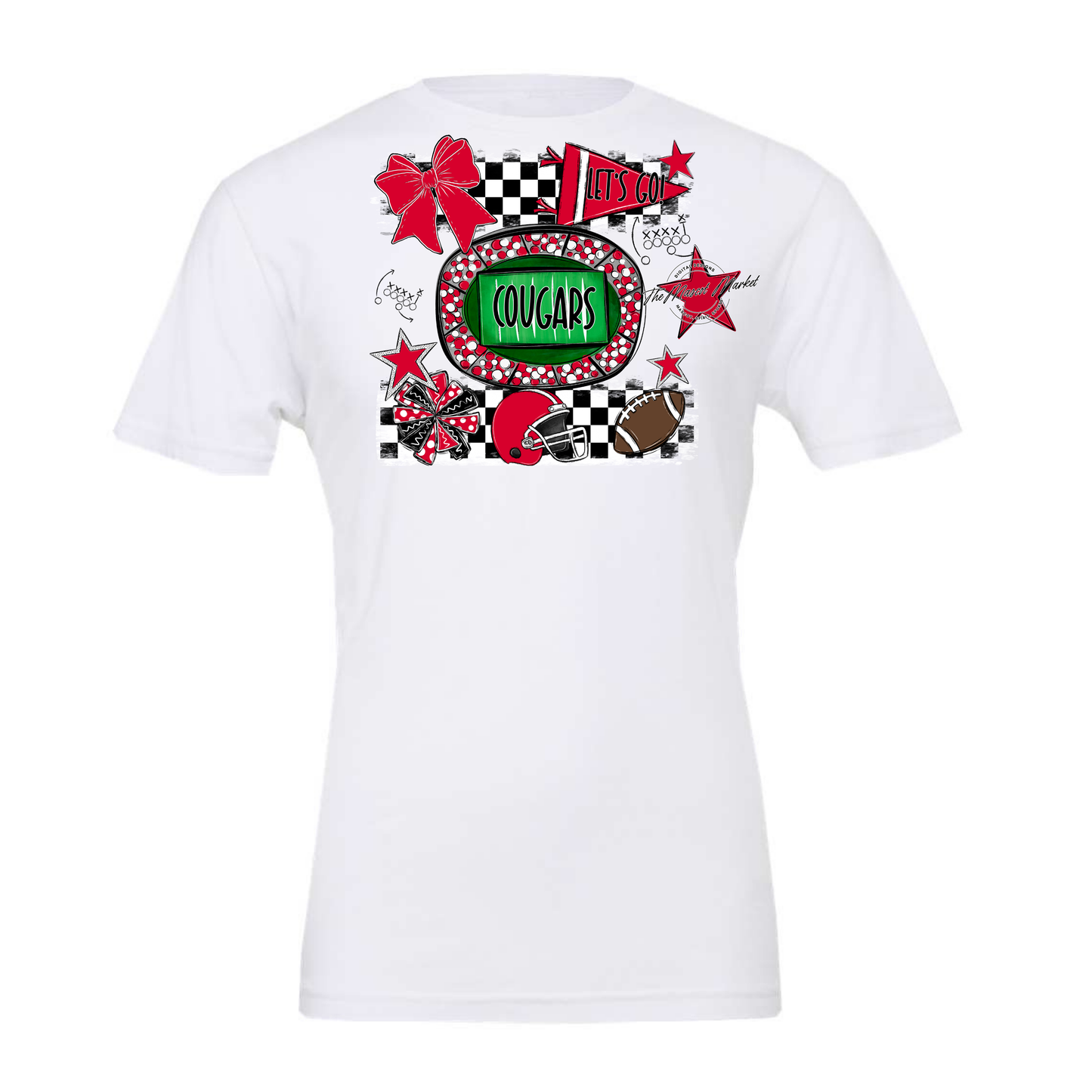 Cougars Checkers Spirit Design-Red