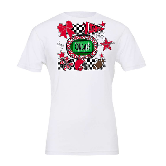 Cougars Checkers Spirit Design-Red