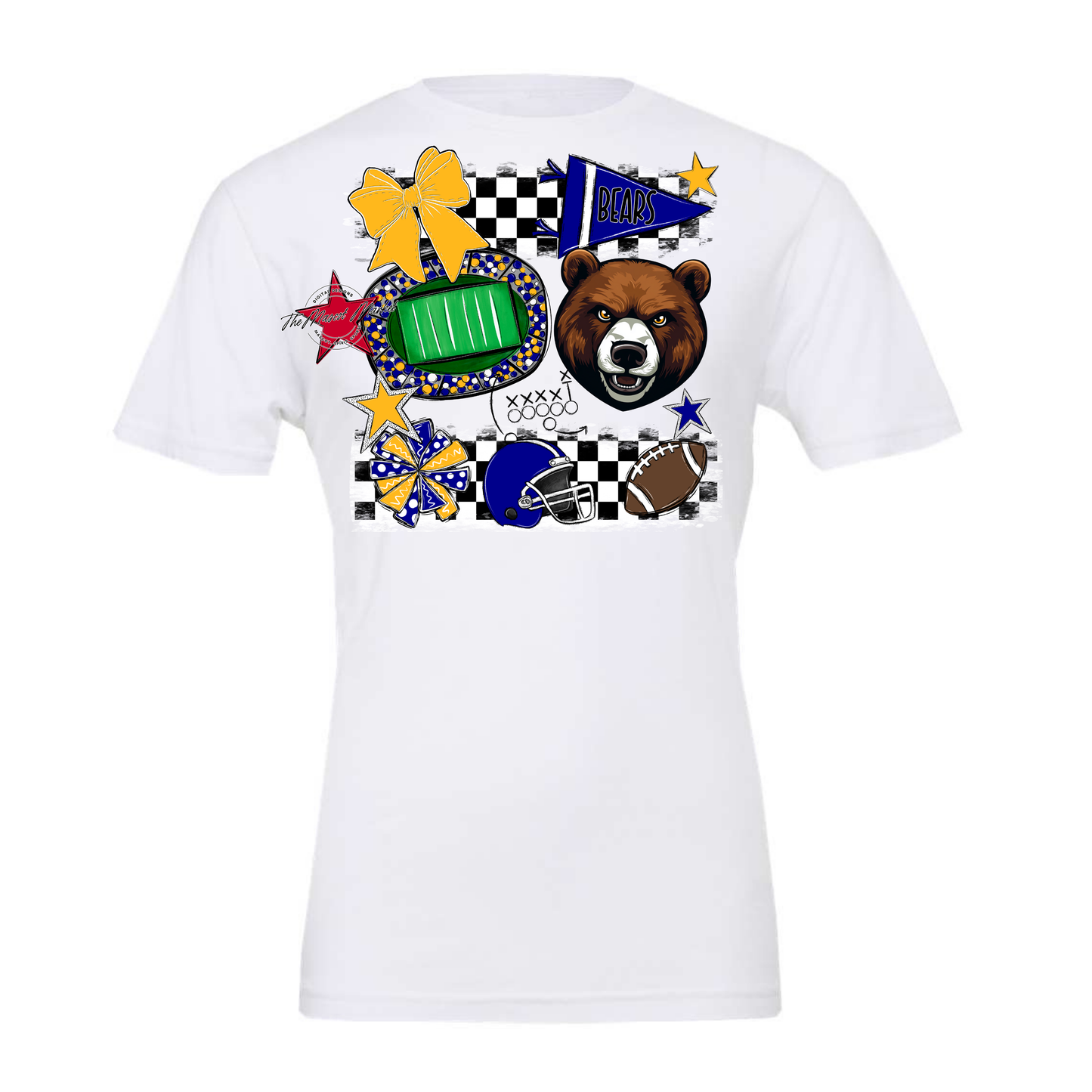 Bears Checker Mascot Spirit Design-Blue-Yellow