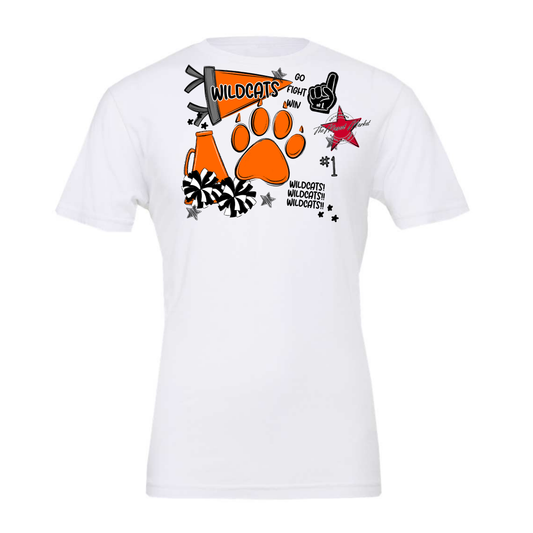 Wildcats Mixed Mascot Spirit Design-Orange