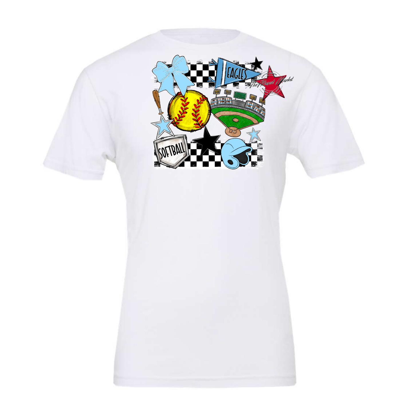 Eagles Softball Checkers Design-Columbia Blue