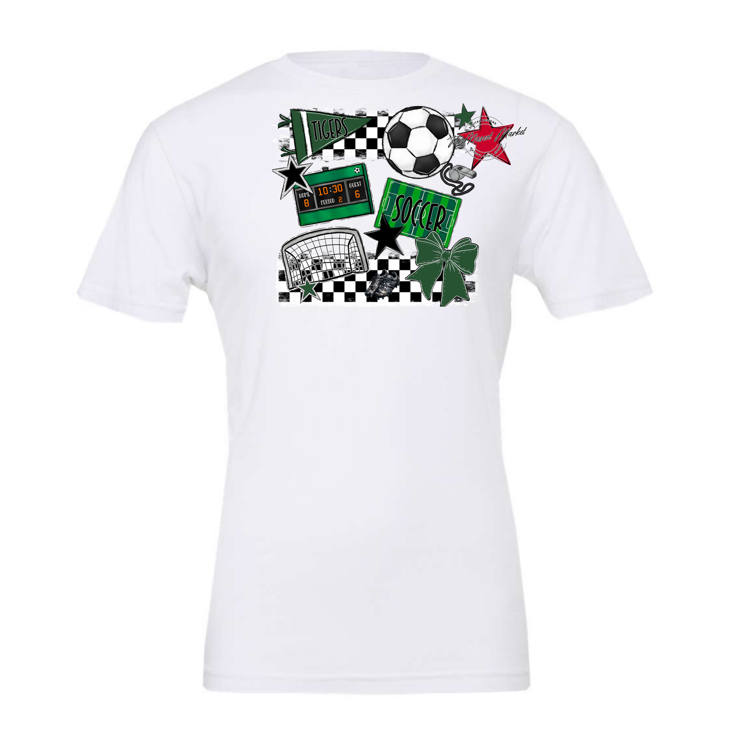 Tigers Checkers Soccer Spirit Design-Green