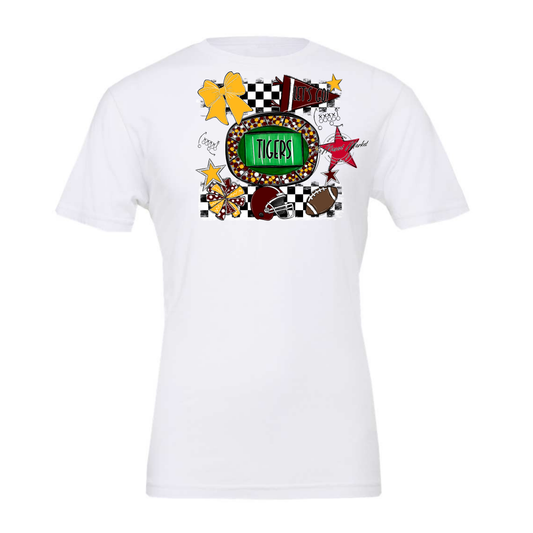 Tigers Checkers Spirit Design-Maroon-Yellow