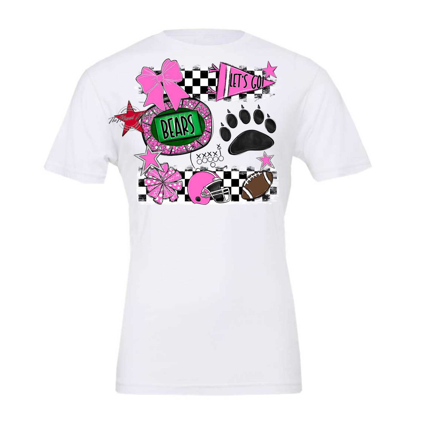 Bears Checker Spirit Design w Paw-Baby Pink