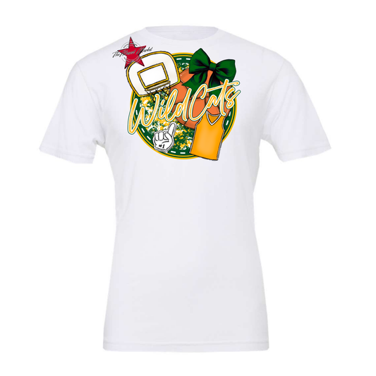 Wildcats Circle Basketball Design-Green-Yellow
