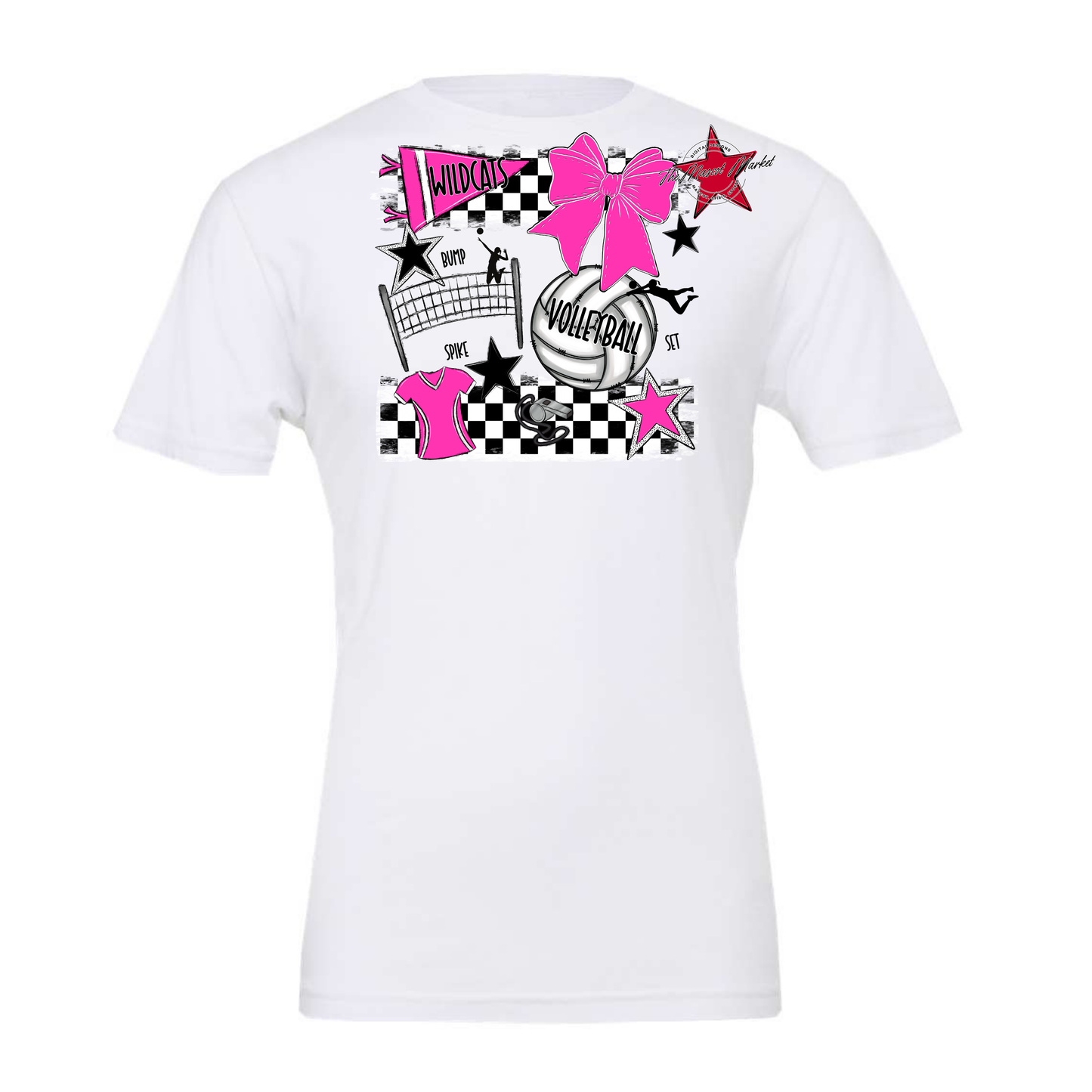 Wildcats Checkers Volleyball Spirit Design-Pink