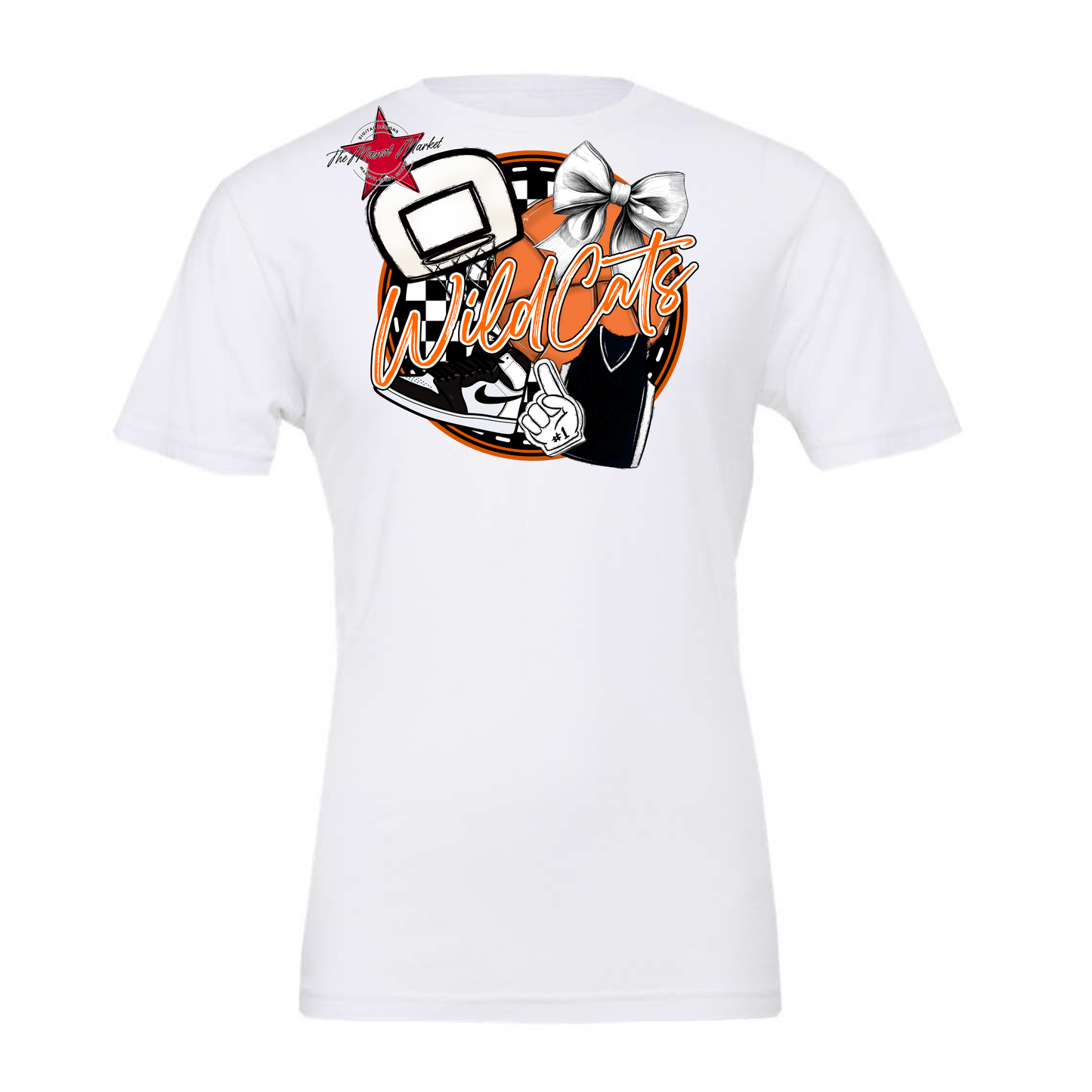 Wildcats Circle Basketball Design-Orange