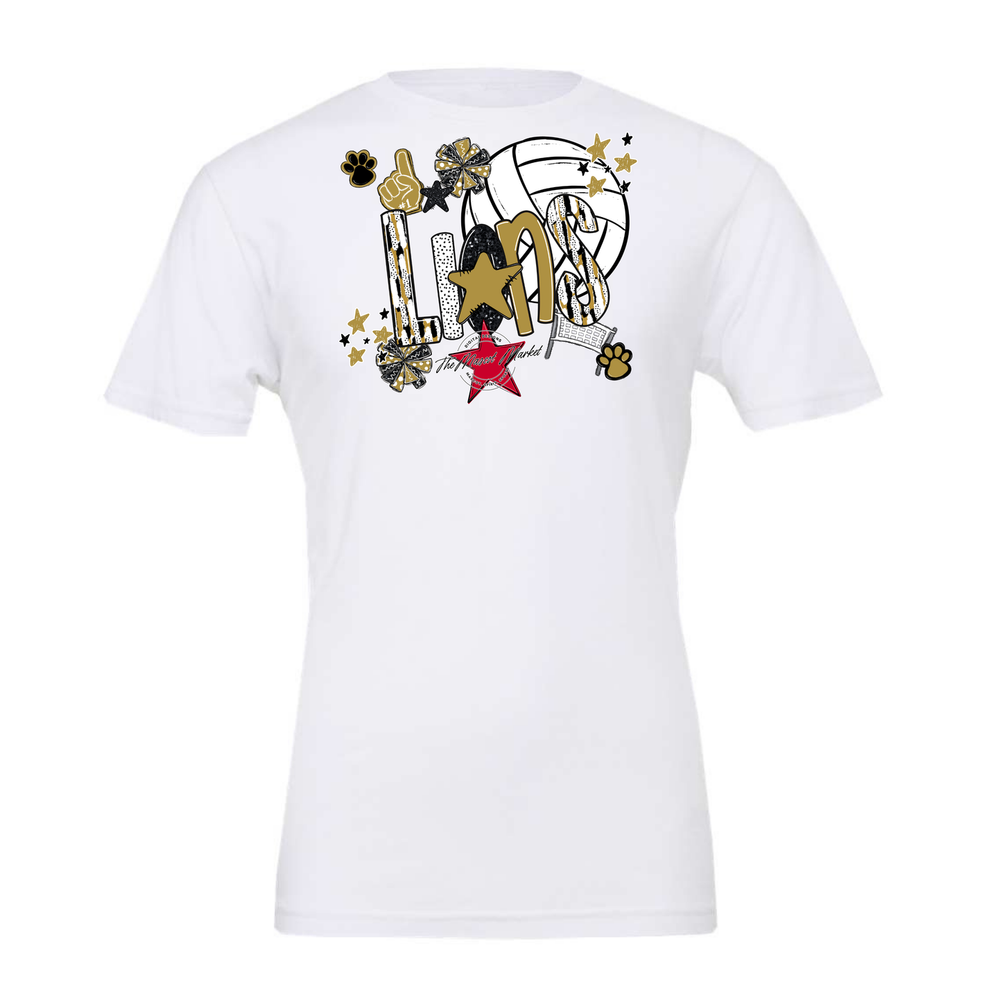 Lions Volleyball Scrape-Gold