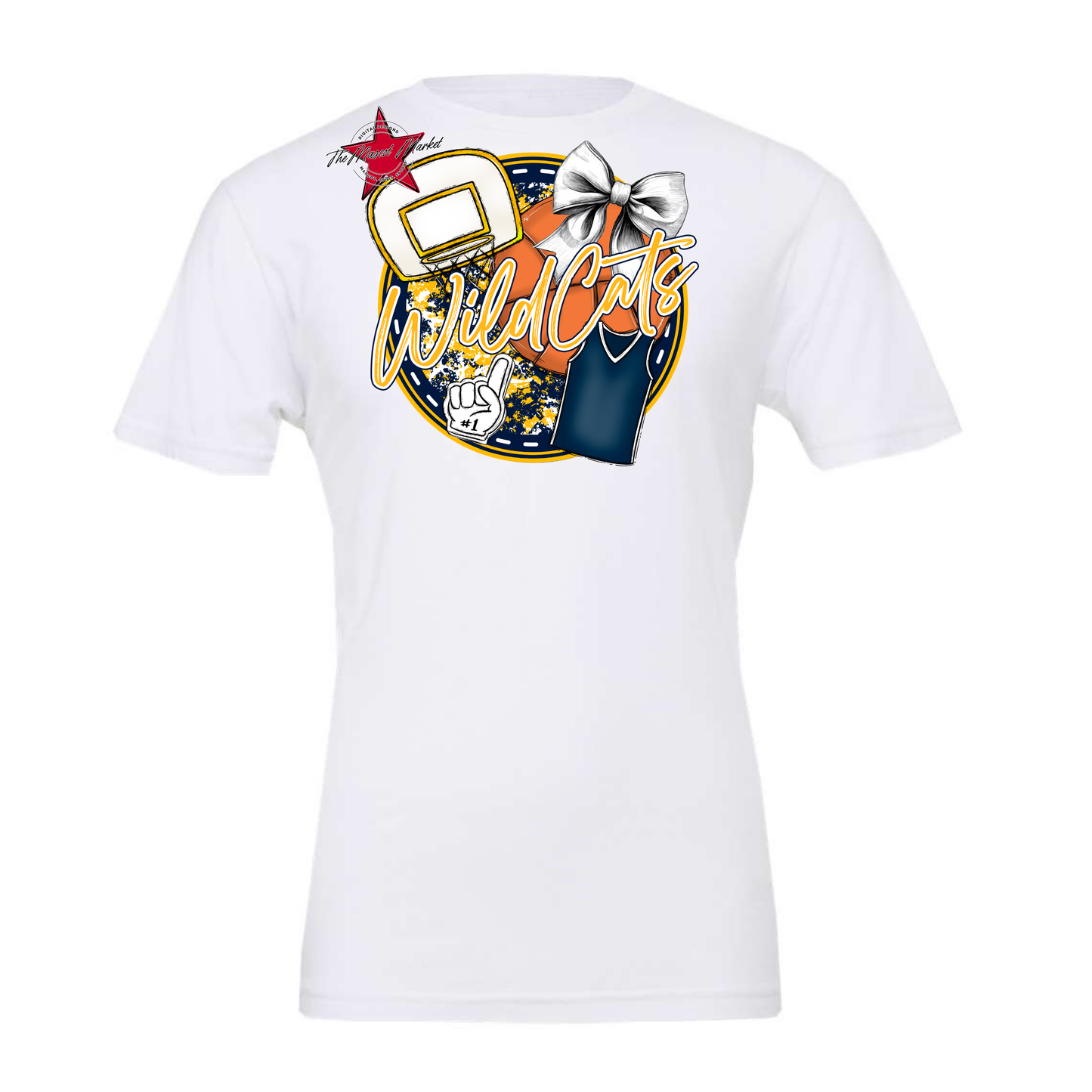 Wildcats Circle Basketball Design-Navy-Yellow