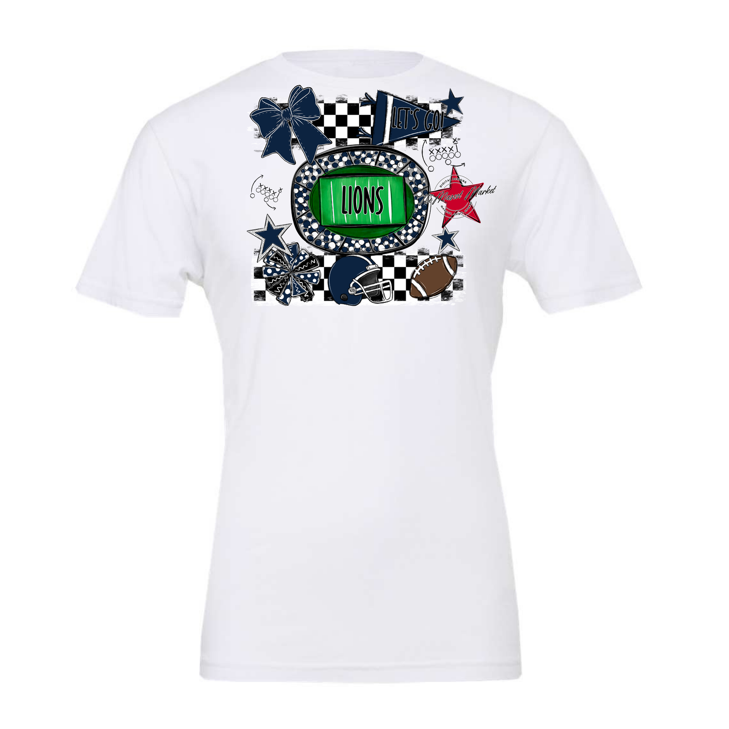 Lions Checkers Spirit Design-Navy