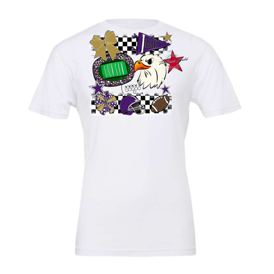 Eagles Checkers Mascot Spirit Design-Purple-Gold