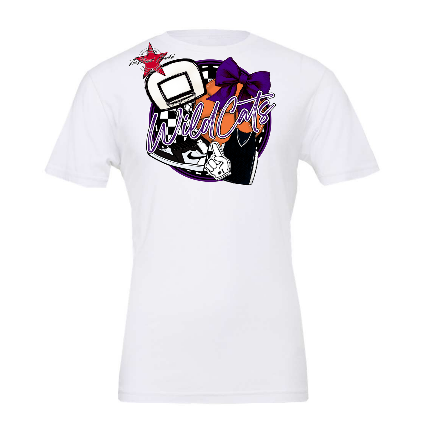 Wildcats Circle Basketball Design-Purple