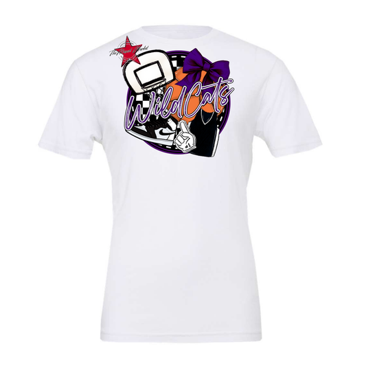 Wildcats Circle Basketball Design-Purple