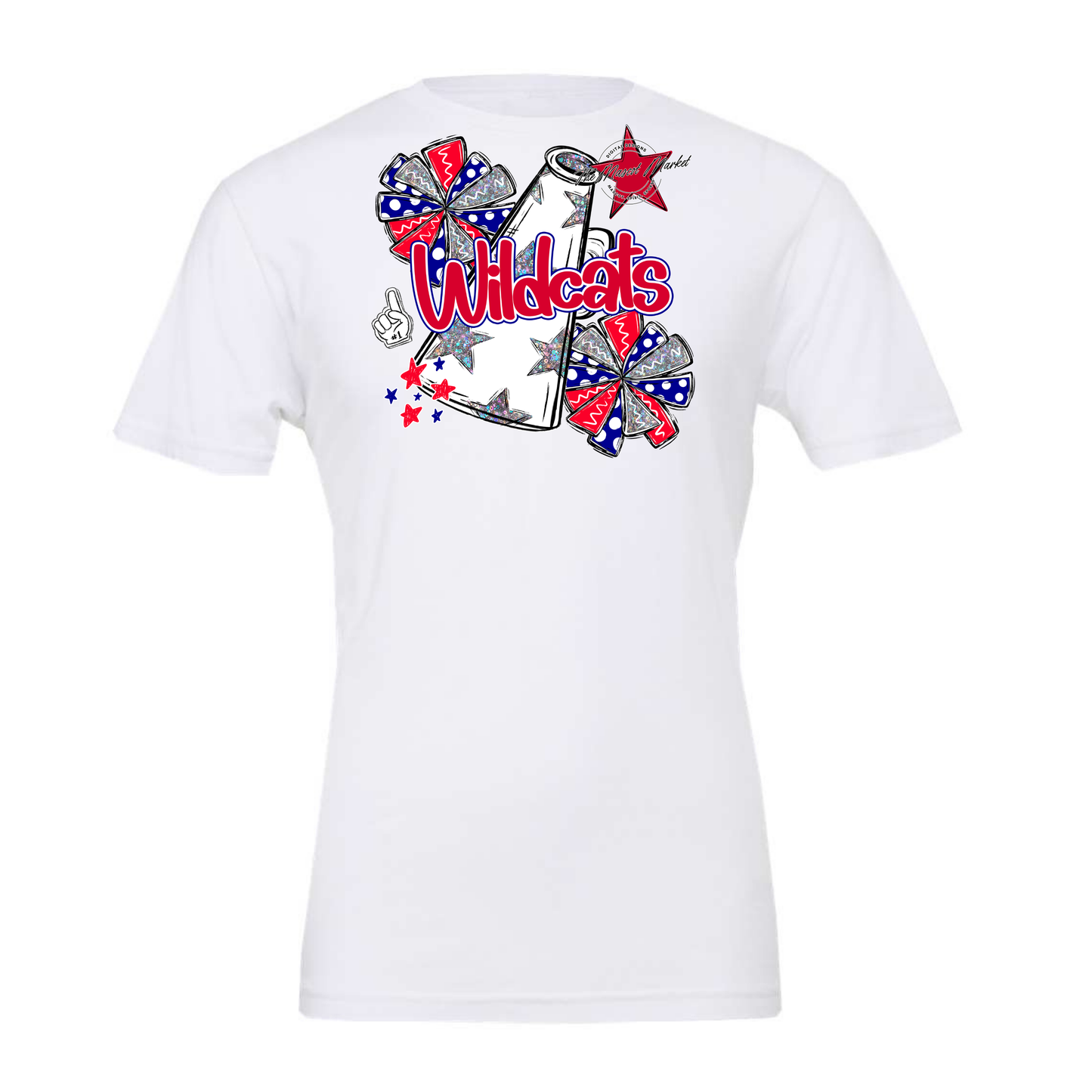 Wildcats Alpha Megaphone Design-Blue-Red