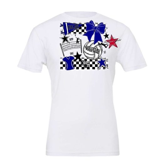 Cougars Checkers Volleyball Spirit Design-Blue