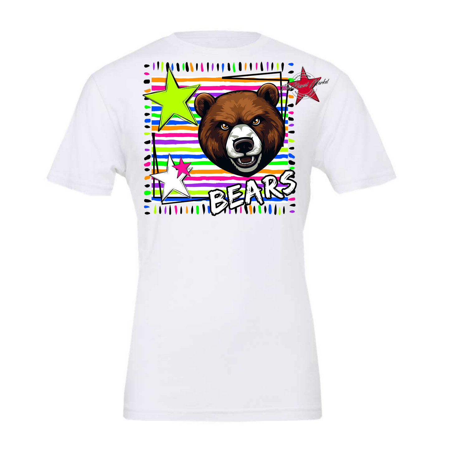 Bears Mascot Line Design-Neon White
