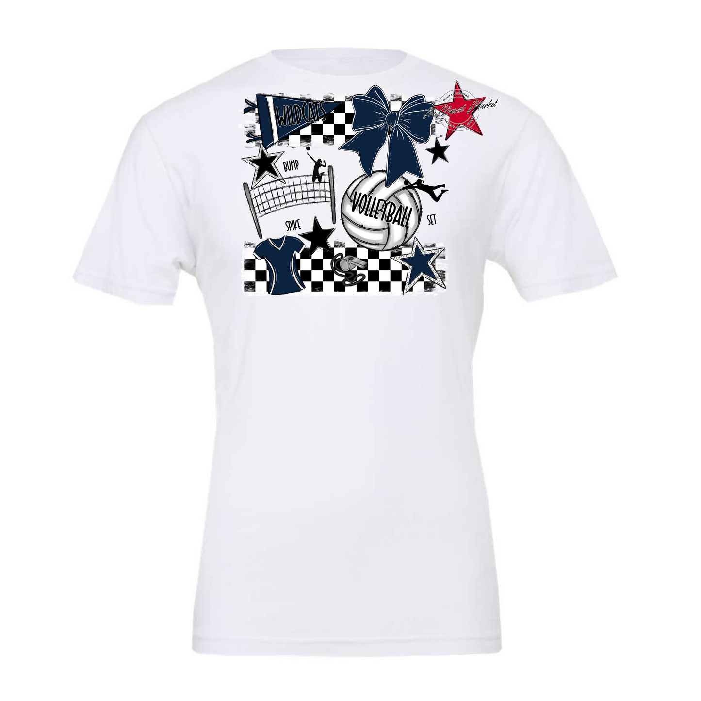 Wildcats Checkers Volleyball Spirit Design-Navy