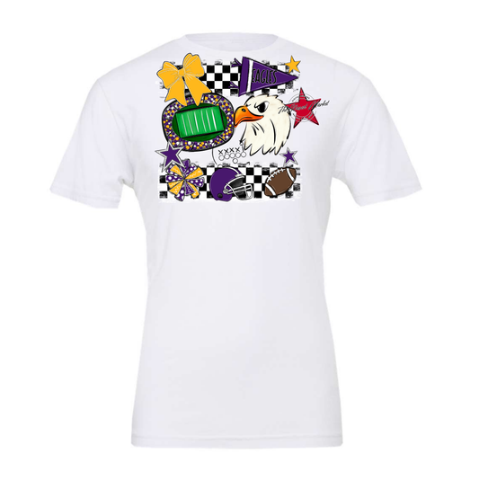 Eagles Checkers Mascot Spirit Design-Purple-Yellow