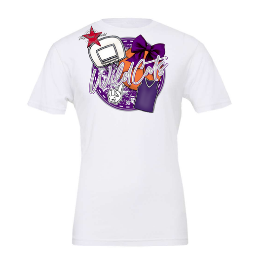 Wildcats Circle Basketball Design-Purple-Grey