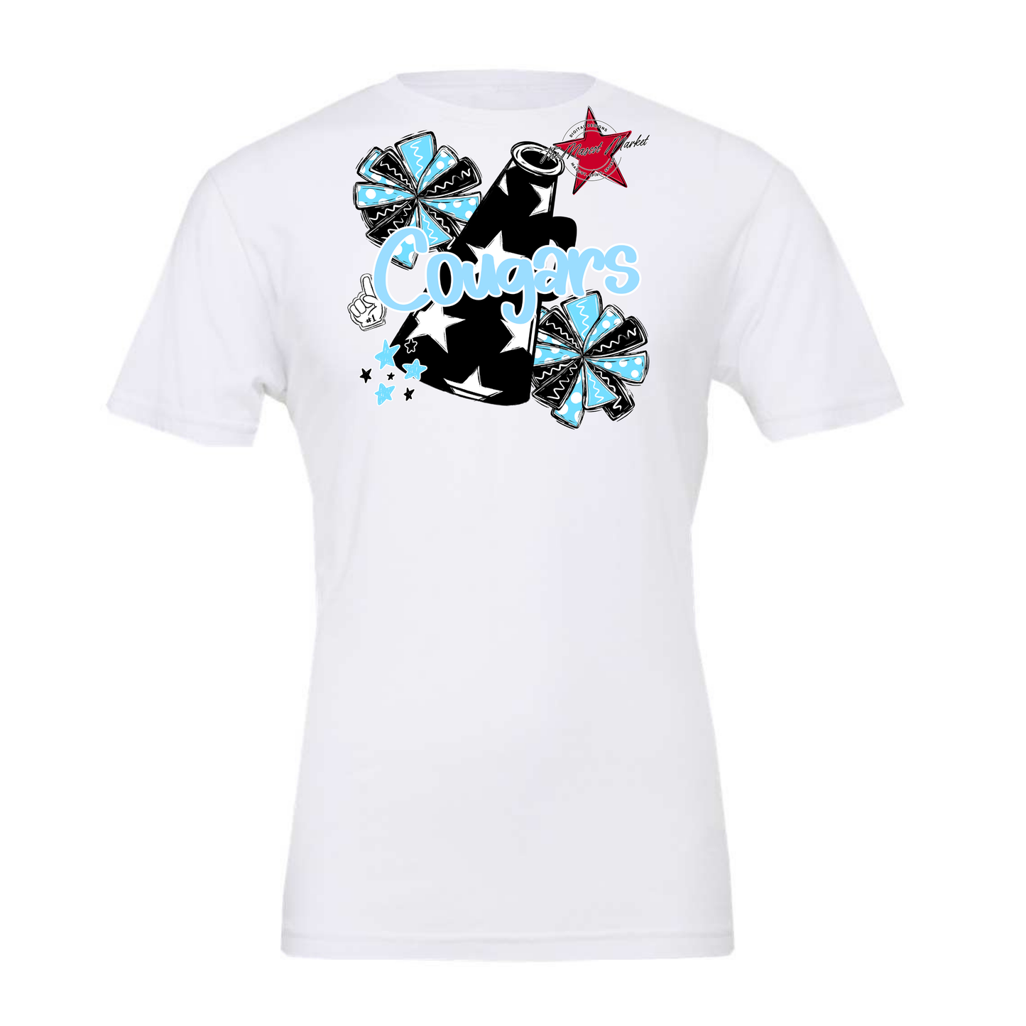 Cougars Alpha Megaphone Design-Columbia Blue