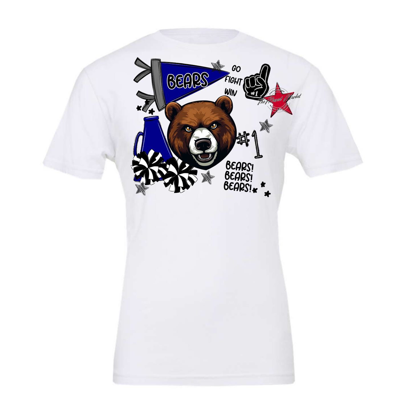 Bears Mascot Spirit Design Megaphone-Blue