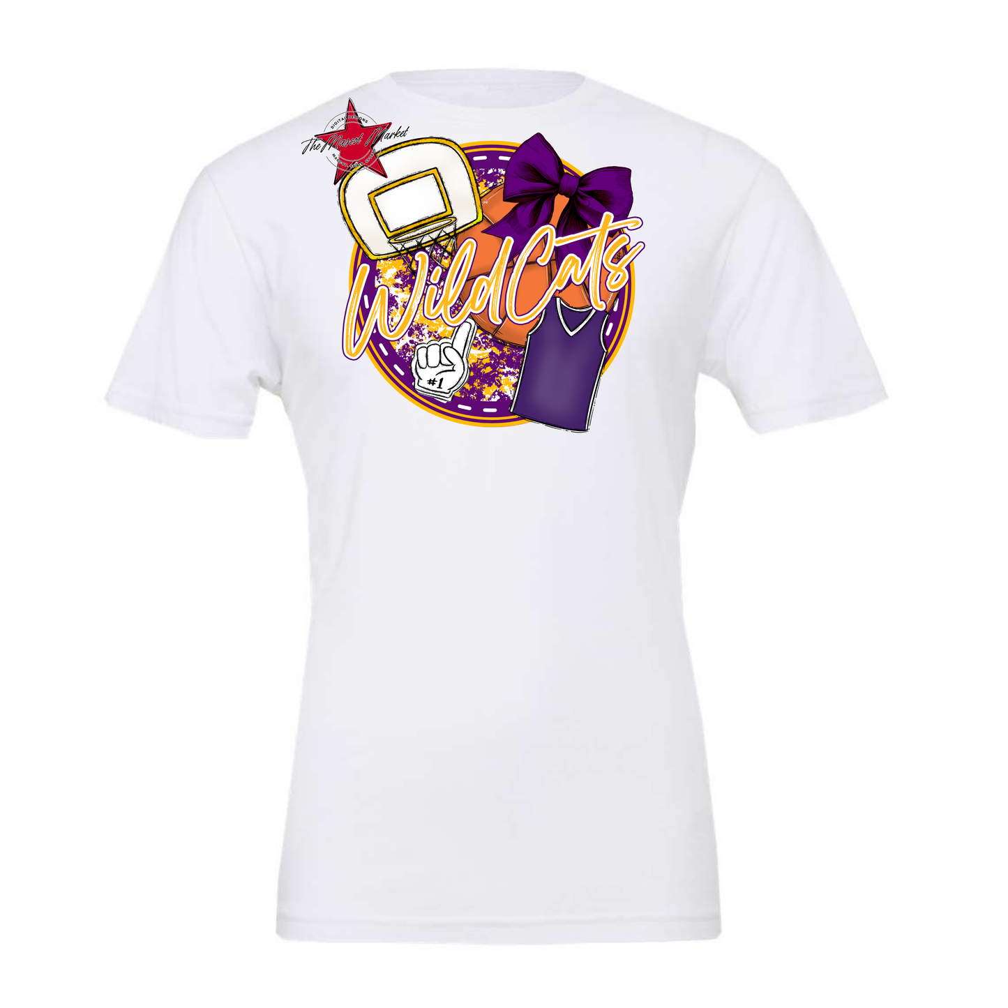 Wildcats Circle Basketball Design-Purple-Yellow