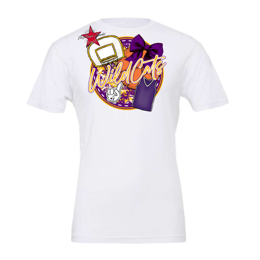 Wildcats Circle Basketball Design-Purple-Yellow