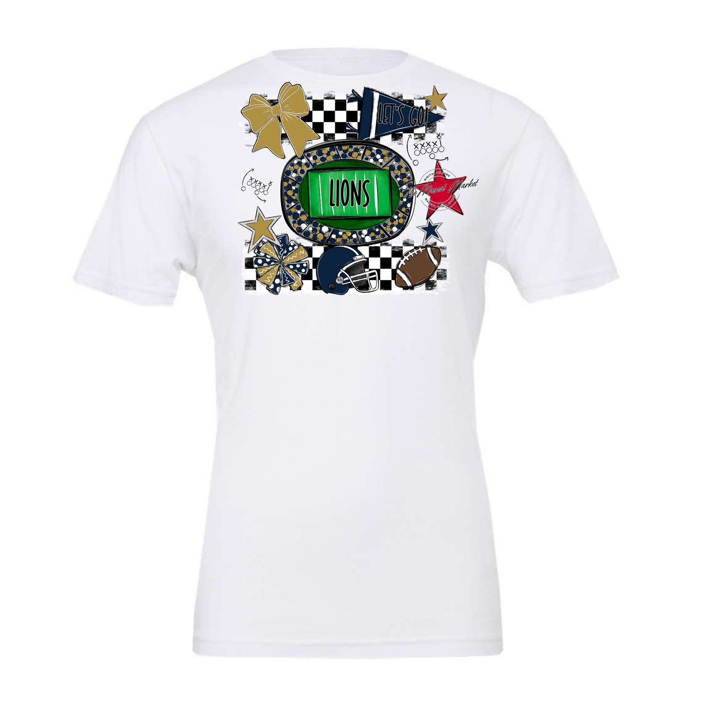 Lions Checkers Spirit Design-Navy-Gold