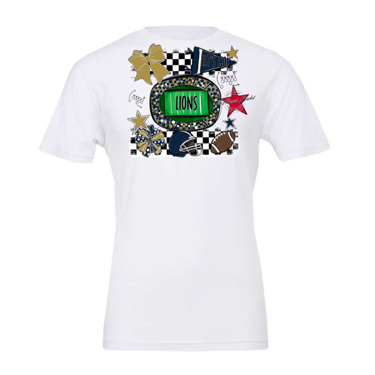 Lions Checkers Spirit Design-Navy-Gold