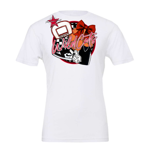 Wildcats Circle Basketball Design-Red