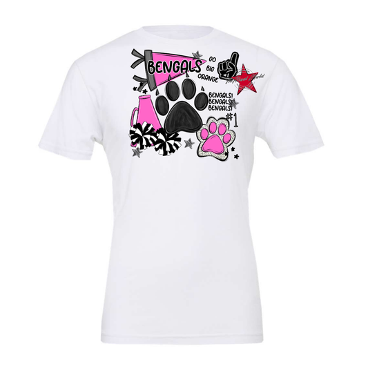 Bengals Mascot Spirit Design 2-Baby Pink