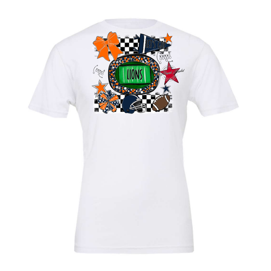 Lions Checkers Spirit Design-Navy-Orange