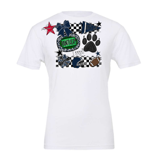 Panthers Checkers Mascot Spirit Design w Paw-Navy