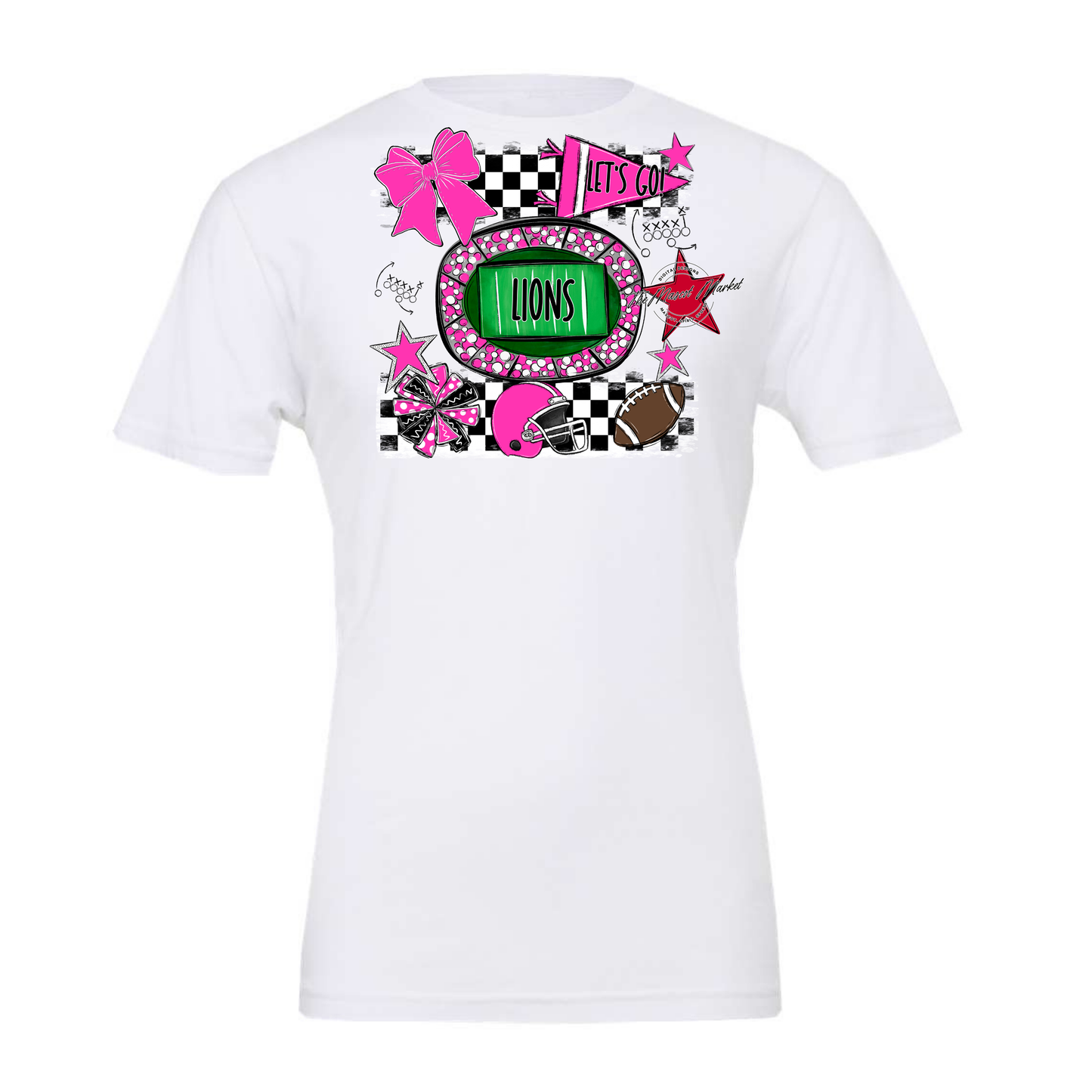 Lions Checkers Spirit Design-Pink