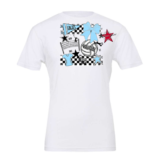 Eagles Volleyball Checkers Design-Columbia Blue
