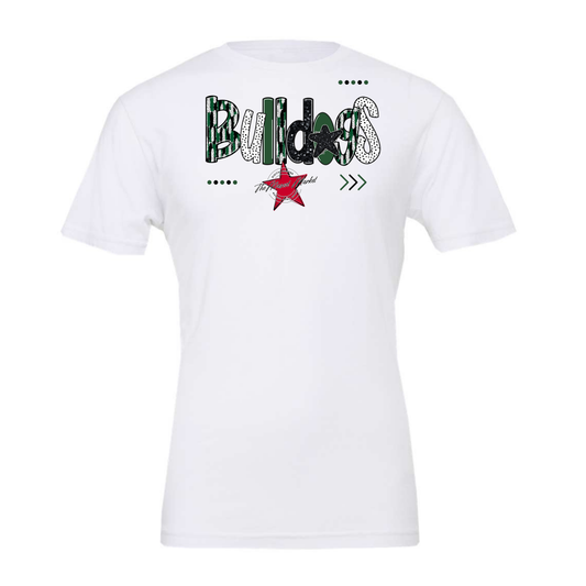 Bulldogs Brushstroke Alpha w Arrows-Green