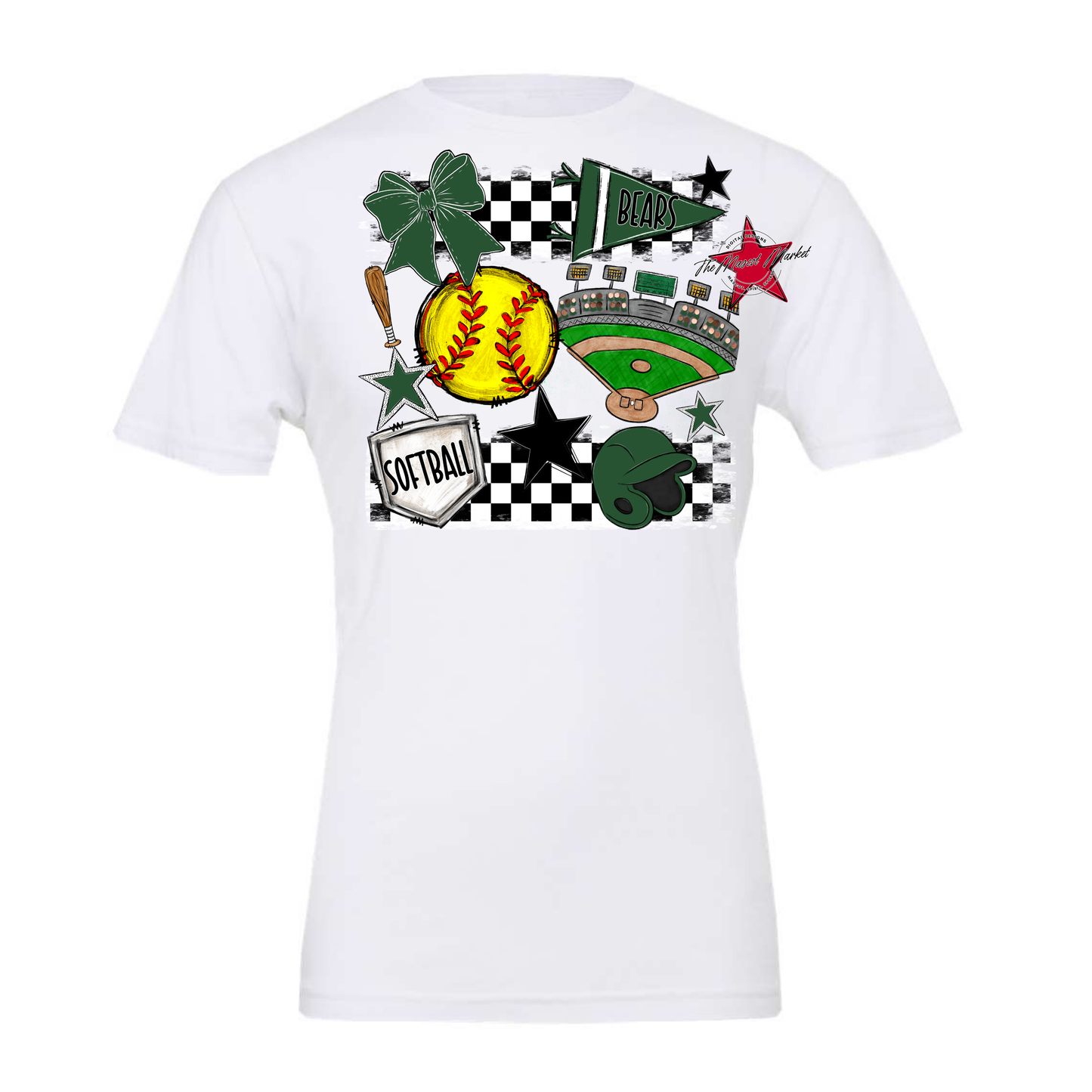 Bears Softball Checkers Design-Green