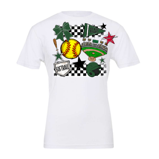 Bears Softball Checkers Design-Green