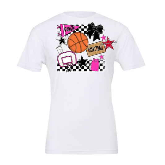 Raiders Basketball Checkers Design-Pink