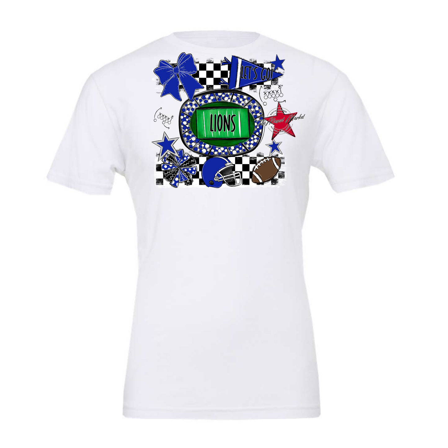 Lions Checkers Spirit Design-Blue