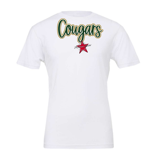 Cougars Faux Chenille Patch-Green-Gold