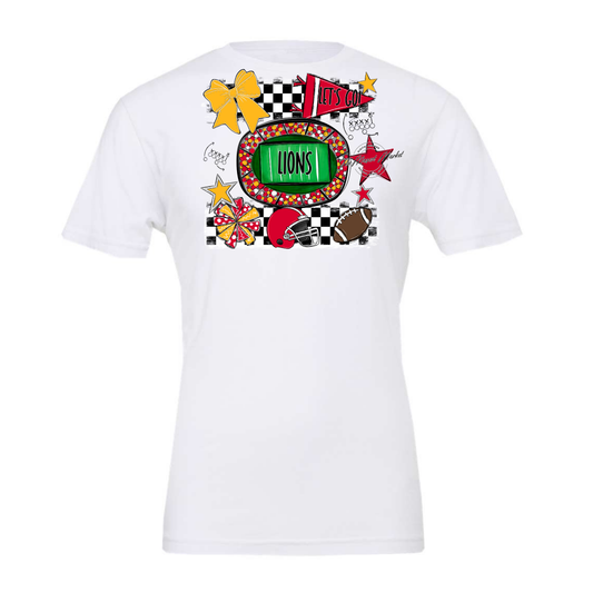 Lions Checkers Spirit Design-Red-Yellow