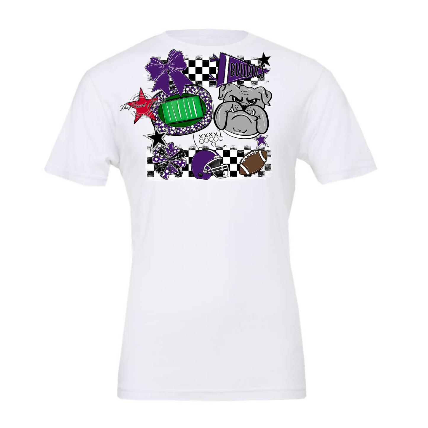 Bulldogs Checkers Mascot Spirit Design-Purple
