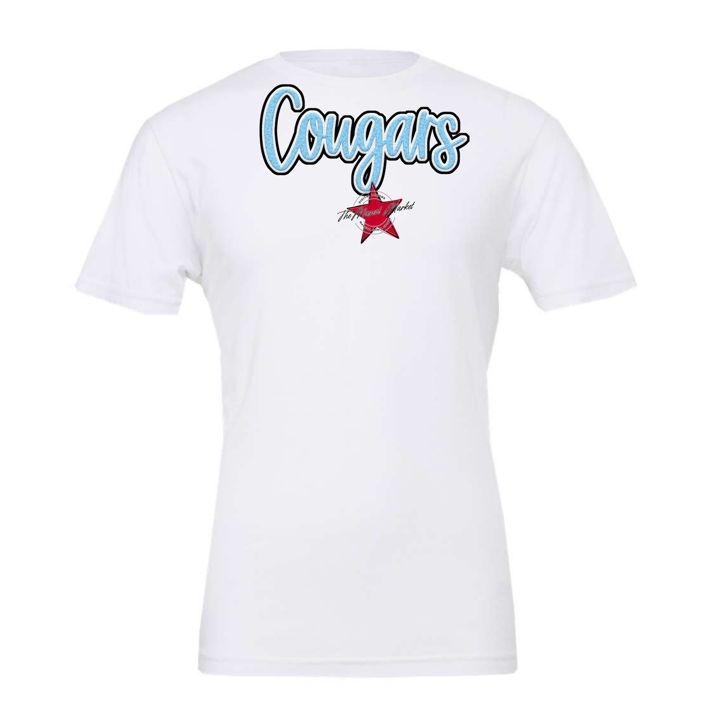 Cougars Faux Chenille Patch-Columbia Blue