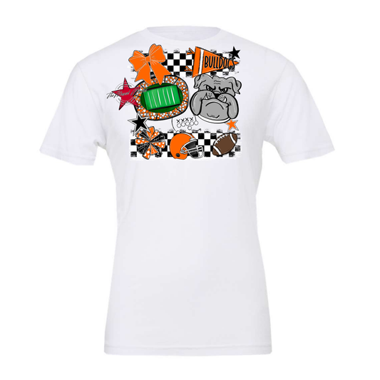 Bulldogs Checkers Mascot Spirit Design-Orange