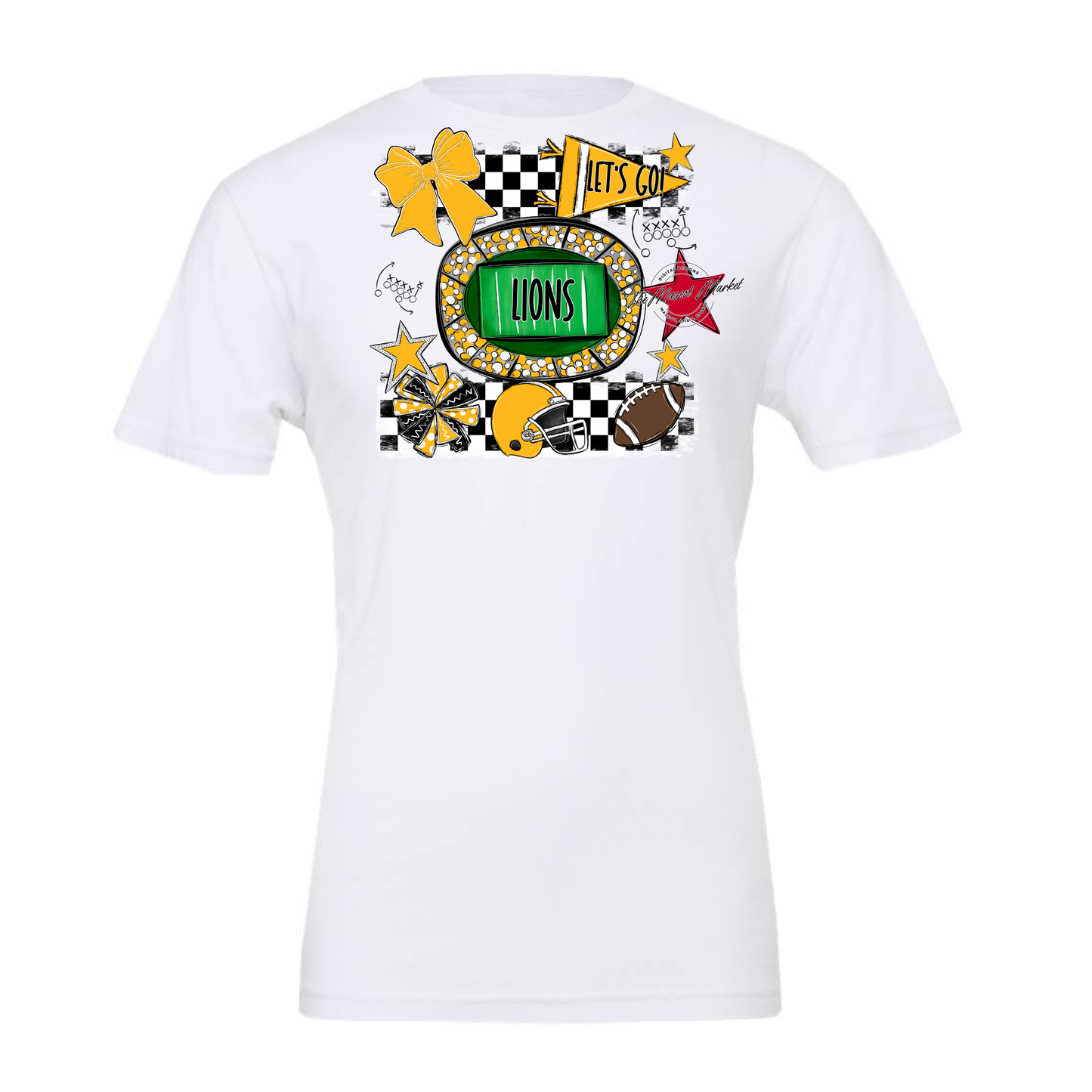 Lions Checkers Spirit Design-Yellow