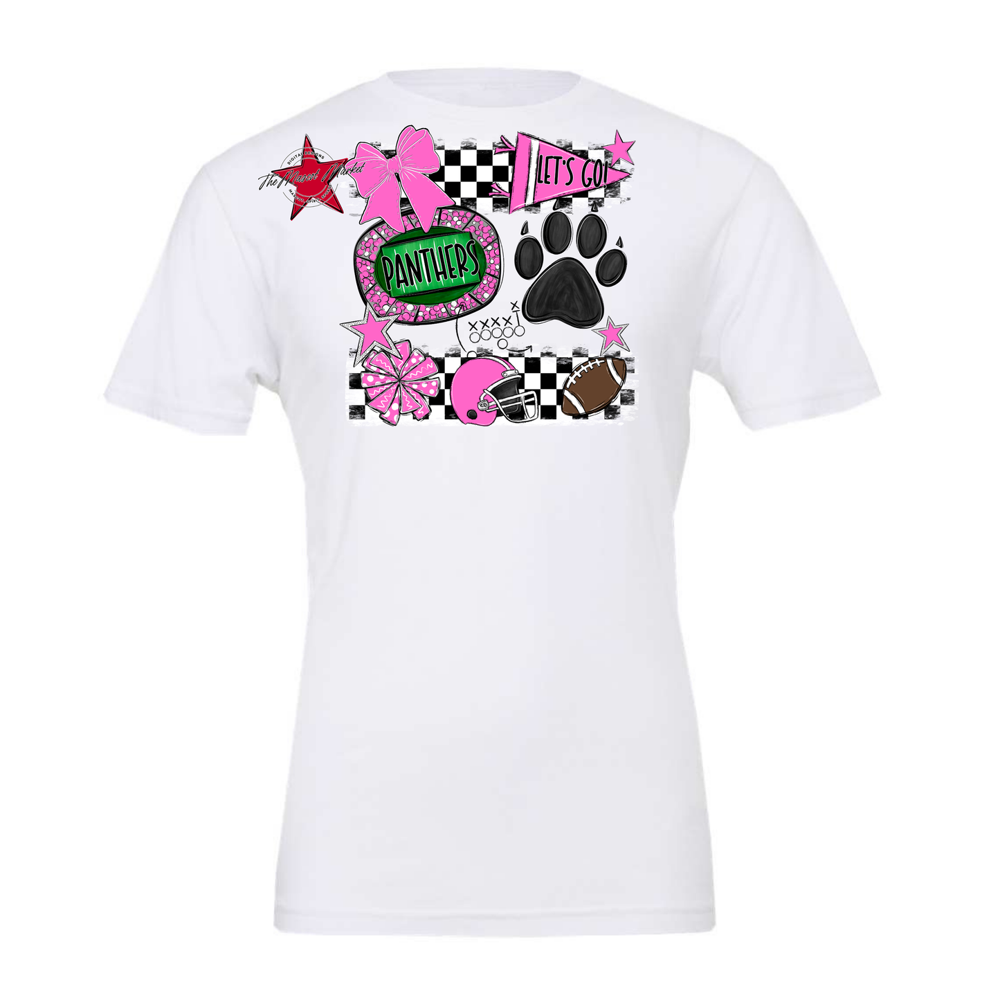 Panthers Checkers Mascot Spirit Design w Paw-Baby Pink