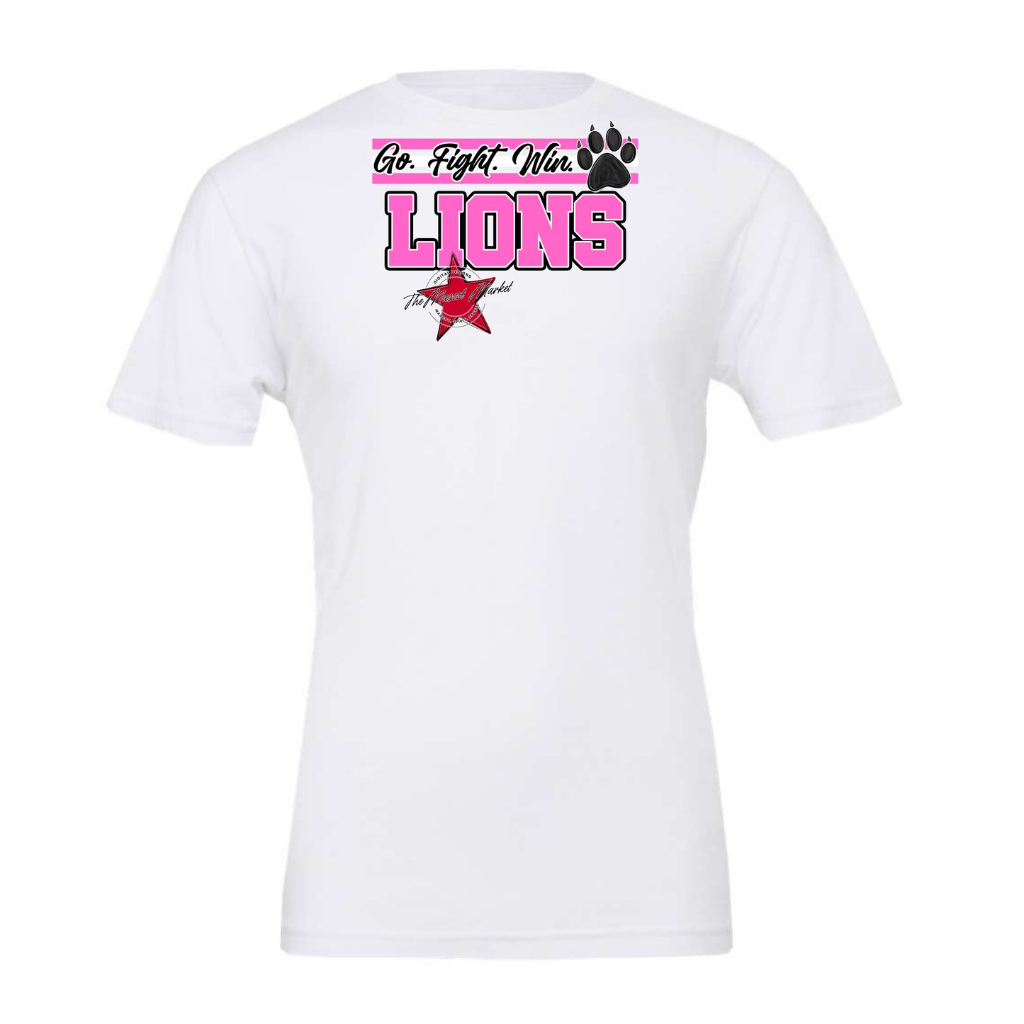 Lions Go Fight Win Mascot Lines-Baby Pink
