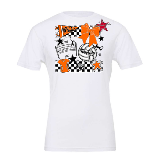 Bengals Volleyball Checkers Design-Orange